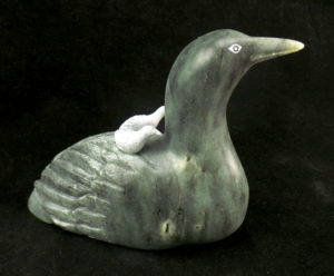Soapstone Carving Loon with babies