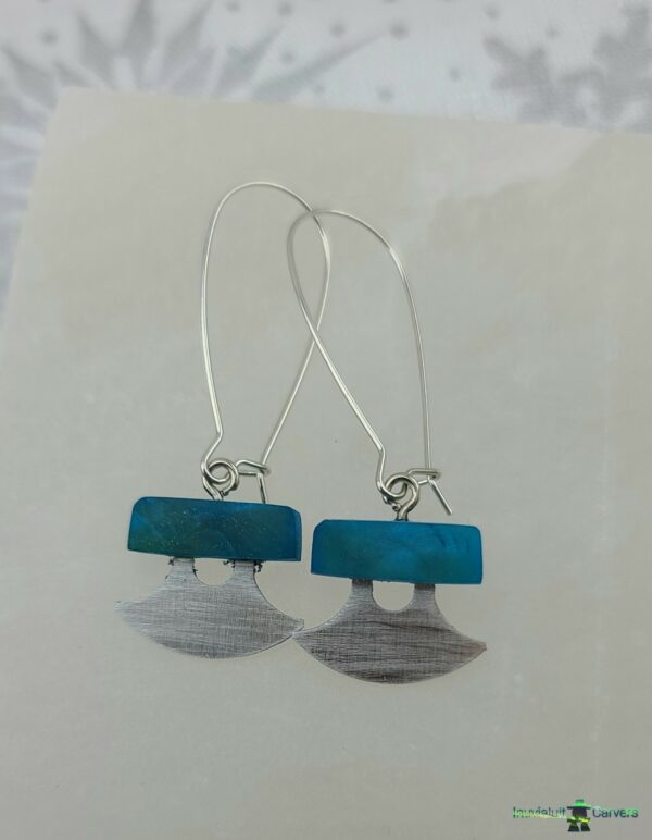 Blue Muskox Horn Ulu Earrings